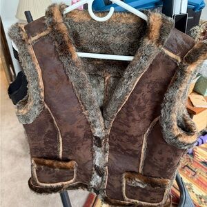 Scully Brown Suede Faux Fur Vest